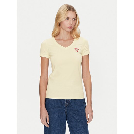 Guess T-Shirt W2YI45 J1314 Żółty Slim Fit ze sklepu MODIVO w kategorii Bluzki damskie - zdjęcie 182640870