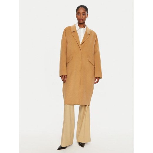 United Colors Of Benetton Płaszcz wełniany 28F7DN06B Beżowy Regular Fit ze sklepu MODIVO w kategorii Płaszcze damskie - zdjęcie 182640883