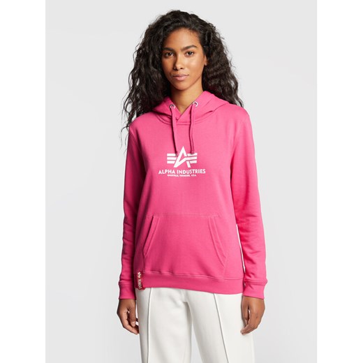 Alpha Industries Bluza New Basic 196032 Różowy Regular Fit ze sklepu MODIVO w kategorii Bluzy damskie - zdjęcie 182640902