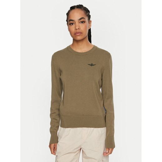 Aeronautica Militare Sweter 242MA1502DL506 Zielony Regular Fit ze sklepu MODIVO w kategorii Swetry damskie - zdjęcie 182640960