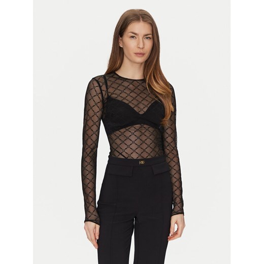 Elisabetta Franchi Body BO-021-51E2-V260 Czarny Slim Fit ze sklepu MODIVO w kategorii Bluzki damskie - zdjęcie 182641042