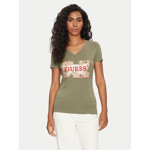 Guess T-Shirt W4GI23 J1314 Zielony Slim Fit Guess XS MODIVO