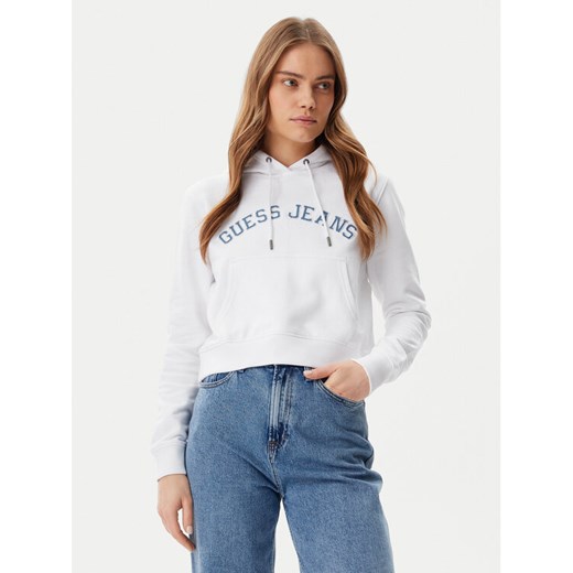 Guess Jeans Bluza W5GQ22 K68I4 Biały Regular Fit ze sklepu MODIVO w kategorii Bluzy damskie - zdjęcie 182641460