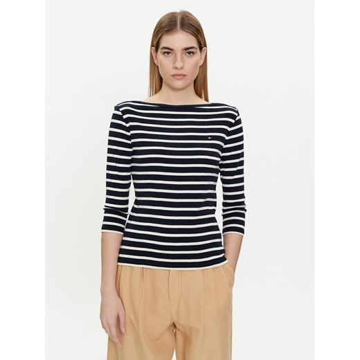 Tommy Hilfiger Bluzka New Cody WW0WW40589 Granatowy Slim Fit ze sklepu MODIVO w kategorii Bluzki damskie - zdjęcie 182641720