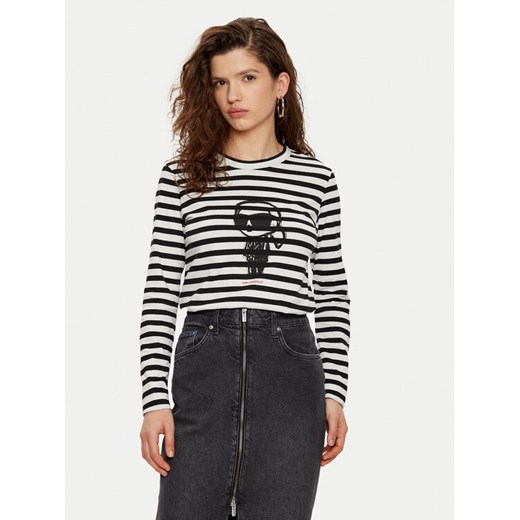 KARL LAGERFELD Bluzka A1W17137 Czarny Regular Fit ze sklepu MODIVO w kategorii Bluzki damskie - zdjęcie 182641812