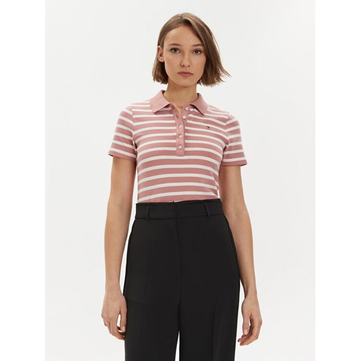 Tommy Hilfiger Polo 1985 WW0WW39530 Różowy Slim Fit ze sklepu MODIVO w kategorii Bluzki damskie - zdjęcie 182642053