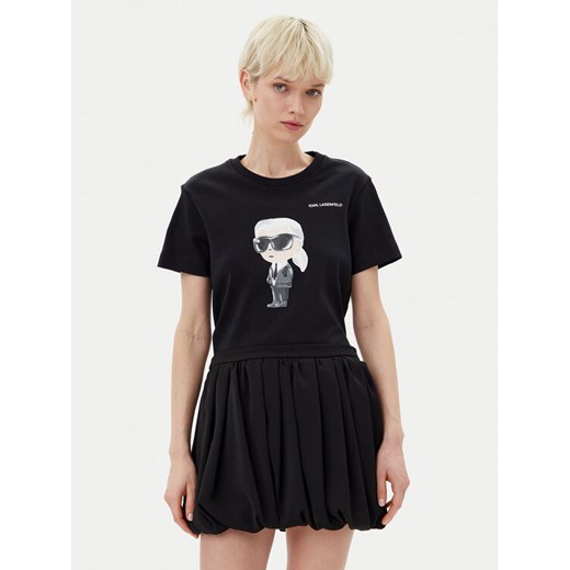 KARL LAGERFELD T-Shirt A1W17130 Czarny Regular Fit ze sklepu MODIVO w kategorii Bluzki damskie - zdjęcie 182642100