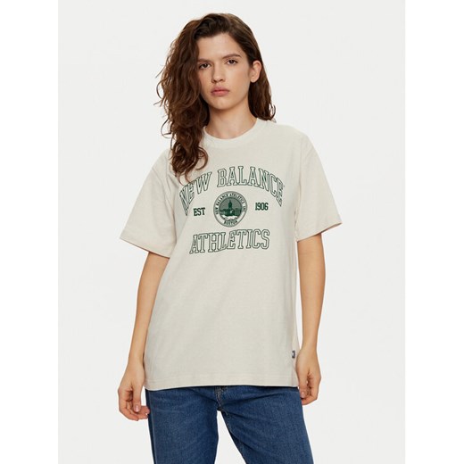 New Balance T-Shirt WT43548 Brązowy Oversize ze sklepu MODIVO w kategorii Bluzki damskie - zdjęcie 182642294
