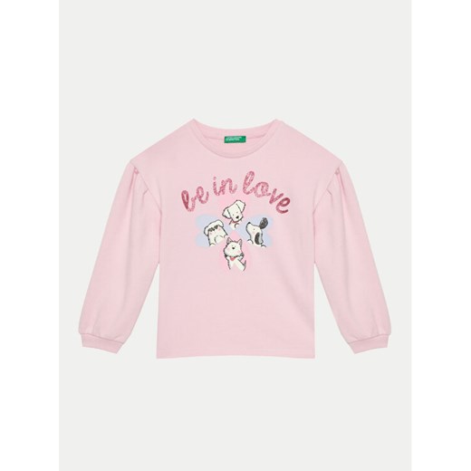 United Colors Of Benetton Bluza 32N4G10FX Różowy Regular Fit ze sklepu MODIVO w kategorii Bluzy dziewczęce - zdjęcie 182642312