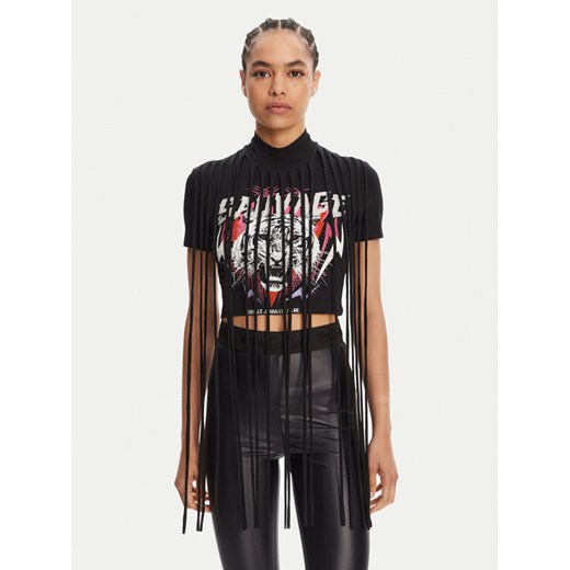 Versace Jeans Couture T-Shirt 78HAHE01 Czarny Slim Fit ze sklepu MODIVO w kategorii Bluzki damskie - zdjęcie 182642393