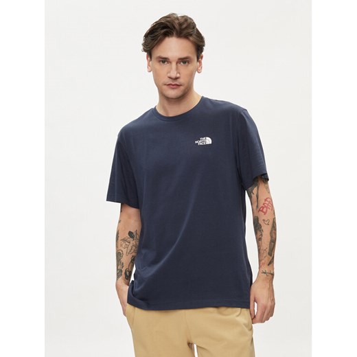 The North Face T-Shirt Simple Dome NF0A87NG Granatowy Regular Fit ze sklepu MODIVO w kategorii T-shirty męskie - zdjęcie 182642564