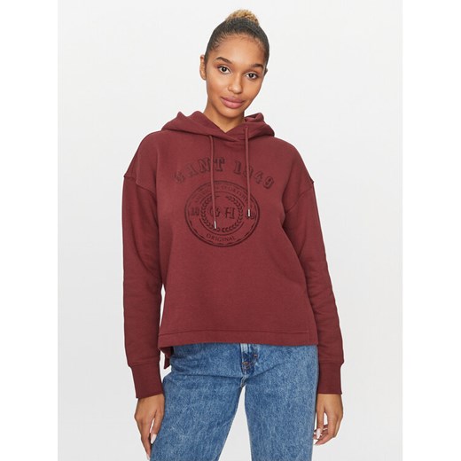 Gant Bluza Rel Tonal Graphic Hoodie 4200722 Bordowy Relaxed Fit ze sklepu MODIVO w kategorii Bluzy damskie - zdjęcie 182642573