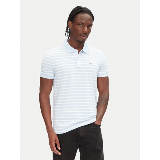 Tommy Jeans Polo DM0DM20676 Błękitny Slim Fit ze sklepu MODIVO w kategorii T-shirty męskie - zdjęcie 182642690