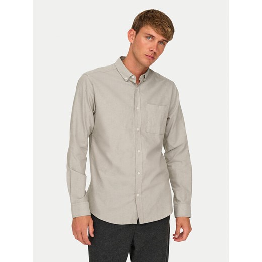 Only & Sons Koszula Alvaro 22006479 Beżowy Slim Fit ze sklepu MODIVO w kategorii Koszule męskie - zdjęcie 182642751
