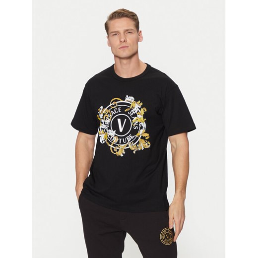 Versace Jeans Couture T-Shirt 78GAHC01 Czarny Regular Fit ze sklepu MODIVO w kategorii T-shirty męskie - zdjęcie 182642762
