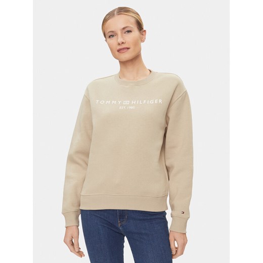 Tommy Hilfiger Bluza WW0WW39791 Beżowy Relaxed Fit ze sklepu MODIVO w kategorii Bluzy damskie - zdjęcie 182642771