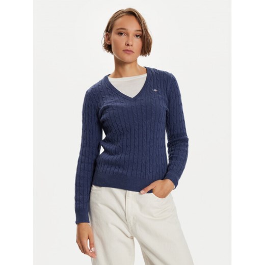 Gant Sweter 4800101 Granatowy Slim Fit ze sklepu MODIVO w kategorii Swetry damskie - zdjęcie 182642891