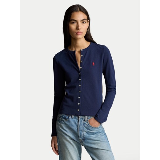 Polo Ralph Lauren Kardigan 211941175003 Granatowy Slim Fit ze sklepu MODIVO w kategorii Swetry damskie - zdjęcie 182642934
