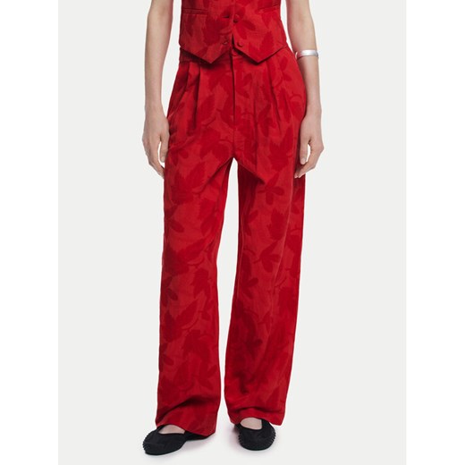 Desigual Spodnie materiałowe Suitrojo 25SWPW33 Czerwony Straight Fit ze sklepu MODIVO w kategorii Spodnie damskie - zdjęcie 182643032