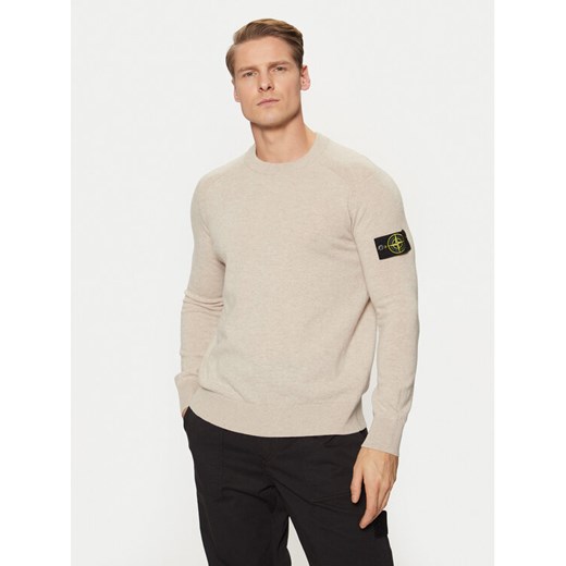 Stone Island Sweter 8115545B4 Beżowy Regular Fit ze sklepu MODIVO w kategorii Swetry męskie - zdjęcie 182643143
