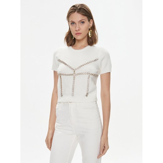 Pinko Sweter Medusa 102016 A18O Écru Slim Fit ze sklepu MODIVO w kategorii Swetry damskie - zdjęcie 182643310