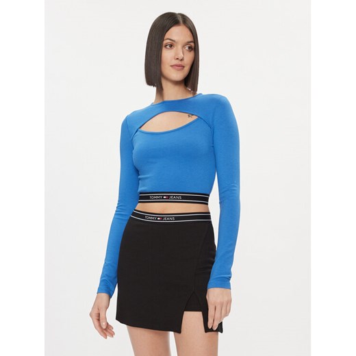 Tommy Jeans Bluzka DW0DW17394 Niebieski Slim Fit ze sklepu MODIVO w kategorii Bluzki damskie - zdjęcie 182643323