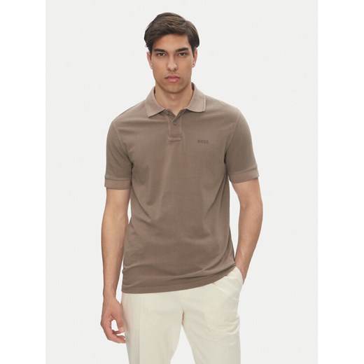 BOSS Polo Prime 50507813 Brązowy Regular Fit ze sklepu MODIVO w kategorii T-shirty męskie - zdjęcie 182643332