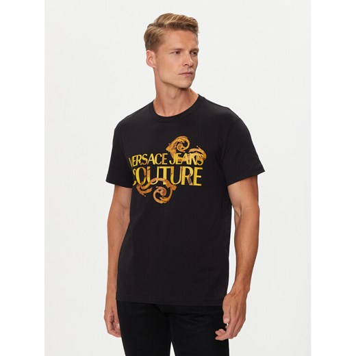 Versace Jeans Couture T-Shirt 76GAHG00 Czarny Regular Fit M MODIVO