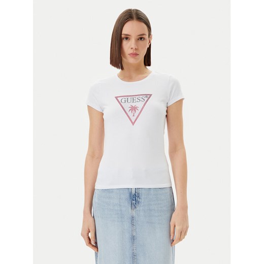 Guess T-Shirt E5GI08 J1314 Biały Slim Fit ze sklepu MODIVO w kategorii Bluzki damskie - zdjęcie 182643360