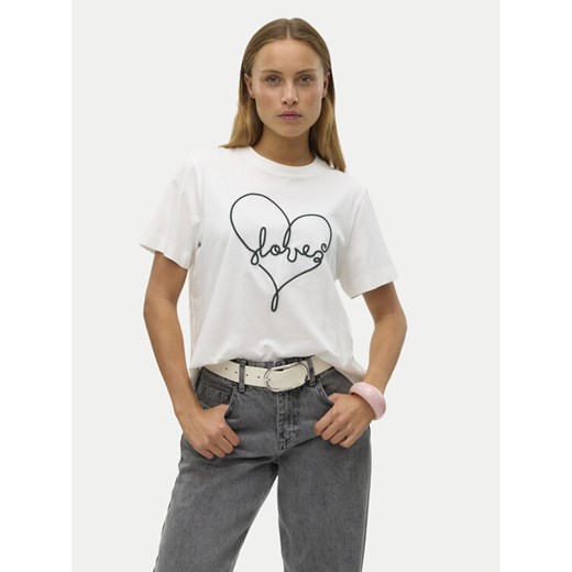 Vero Moda T-Shirt Fea 10321312 Biały Loose Fit ze sklepu MODIVO w kategorii Bluzki damskie - zdjęcie 182643593
