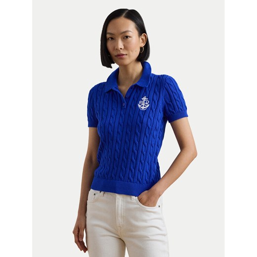 LAUREN RALPH LAUREN Polo 200957581002 Niebieski Slim Fit ze sklepu MODIVO w kategorii Bluzki damskie - zdjęcie 182643660