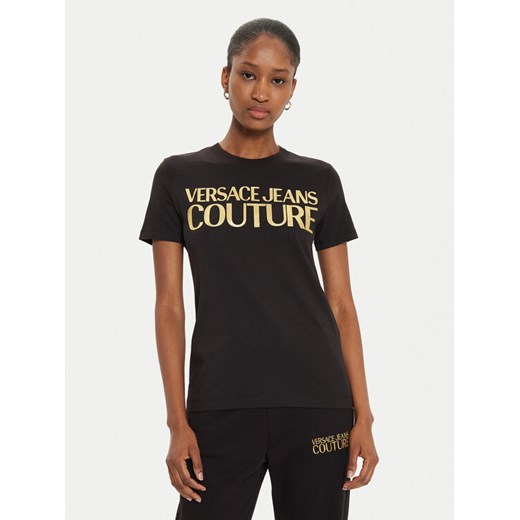 Versace Jeans Couture T-Shirt 77HAHT01 Czarny Regular Fit ze sklepu MODIVO w kategorii Bluzki damskie - zdjęcie 182643670