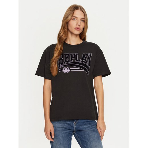 REPLAY T-Shirt W3089E.000.23608P Czarny Regular Fit ze sklepu MODIVO w kategorii Bluzki damskie - zdjęcie 182643783