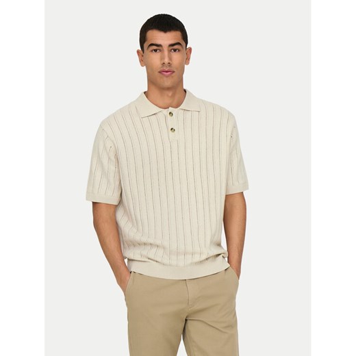 Only & Sons Polo Kent 22033463 Beżowy Regular Fit ze sklepu MODIVO w kategorii T-shirty męskie - zdjęcie 182643853