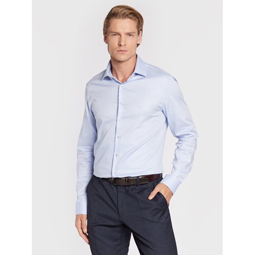 Calvin Klein Koszula K10K108427 Niebieski Fitted Fit ze sklepu MODIVO w kategorii Koszule męskie - zdjęcie 182643954