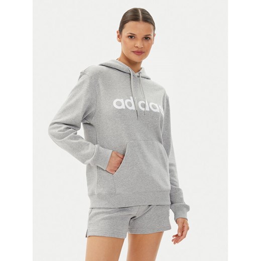 adidas Bluza Essentials Linear Hoodie IC6884 Szary Regular Fit S MODIVO