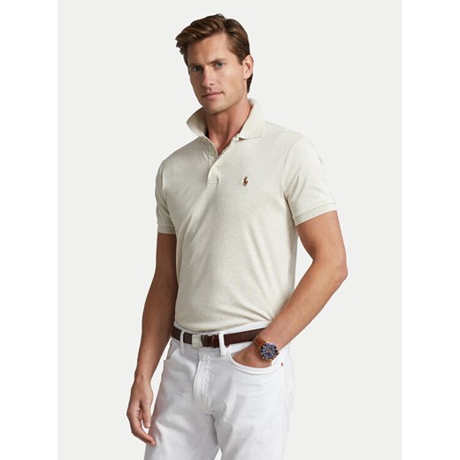 Polo Ralph Lauren Polo 710713130002 Écru Custom Slim Fit ze sklepu MODIVO w kategorii T-shirty męskie - zdjęcie 182644653