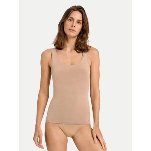 Hanro Top Touch Feeling 71814 Beżowy Slim Fit ze sklepu MODIVO w kategorii Bluzki damskie - zdjęcie 182644822