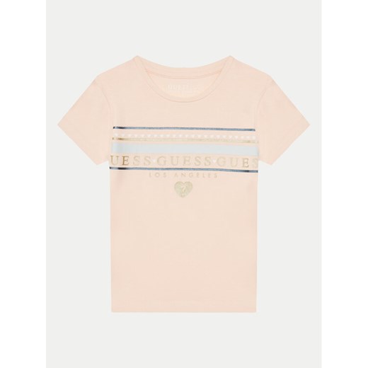 Guess T-Shirt K5GI00 K6YW4 Różowy Regular Fit ze sklepu MODIVO w kategorii Bluzki dziewczęce - zdjęcie 182645024