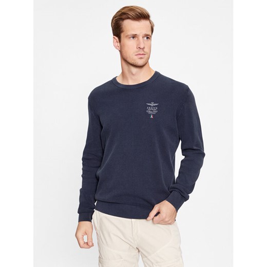 Aeronautica Militare Sweter 232MA1394L463 Granatowy Regular Fit ze sklepu MODIVO w kategorii Swetry męskie - zdjęcie 182645052