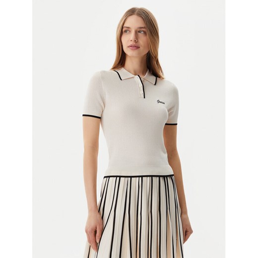 Guess Polo Polo sweater Beżowy Slim Fit ze sklepu MODIVO w kategorii Bluzki damskie - zdjęcie 182645053