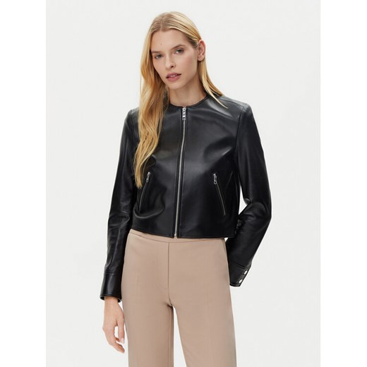 BOSS Kurtka skórzana Sadenita 50531325 Czarny Regular Fit ze sklepu MODIVO w kategorii Kurtki damskie - zdjęcie 182645104