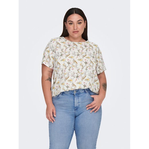 ONLY Carmakoma Bluzka 15218353 Biały Regular Fit ze sklepu MODIVO w kategorii Bluzki damskie - zdjęcie 182645172