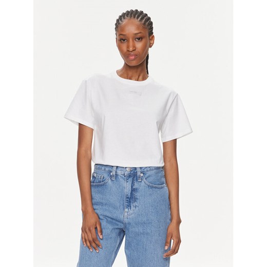 Calvin Klein T-Shirt Micro Logo K20K206629 Biały Regular Fit ze sklepu MODIVO w kategorii Bluzki damskie - zdjęcie 182645554