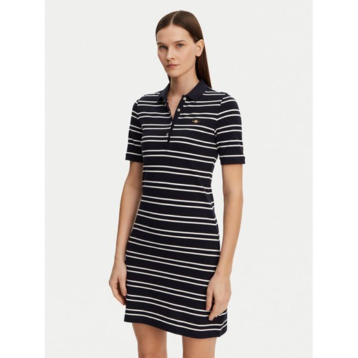 Gant Sukienka codzienna Striped Shield 4200571 Granatowy Slim Fit ze sklepu MODIVO w kategorii Sukienki - zdjęcie 182645561