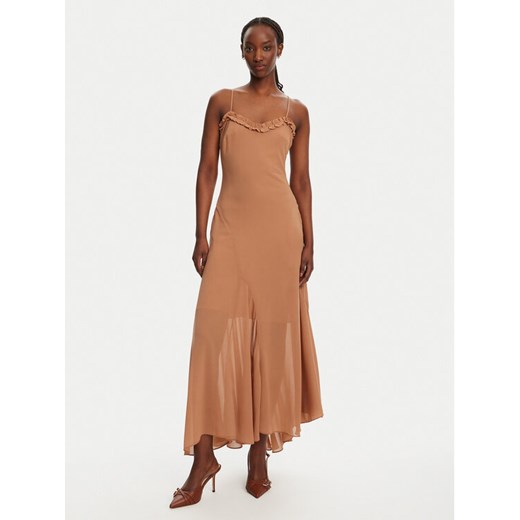 BARDOT Sukienka koktajlowa Tatian Frill Trim 59885DB Brązowy Regular Fit ze sklepu MODIVO w kategorii Sukienki - zdjęcie 182645573