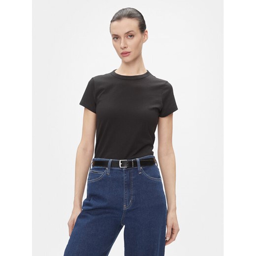Calvin Klein T-Shirt Smooth Cotton Baby Tee K20K206794 Czarny Slim Fit ze sklepu MODIVO w kategorii Bluzki damskie - zdjęcie 182645650