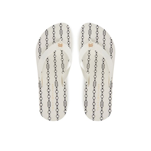 Tommy Hilfiger Japonki Im Th Chainprint Midwedge Sandal FW0FW08527 Biały ze sklepu MODIVO w kategorii Klapki damskie - zdjęcie 182645842