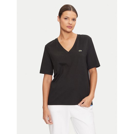 Lacoste T-Shirt TF7300 Czarny Regular Fit ze sklepu MODIVO w kategorii Bluzki damskie - zdjęcie 182645971