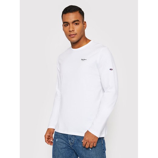 Pepe Jeans Longsleeve Original Basic 2 Long N PM508211 Biały Slim Fit ze sklepu MODIVO w kategorii T-shirty męskie - zdjęcie 182646234